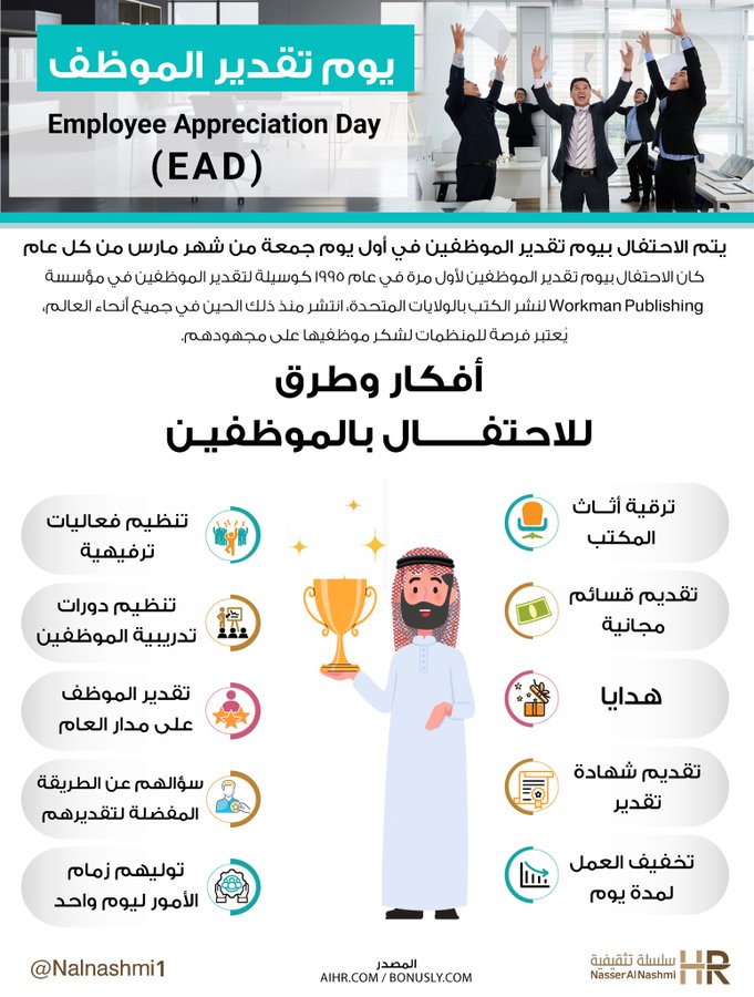 انفوجرافيك عن يوم تقدير الموظف